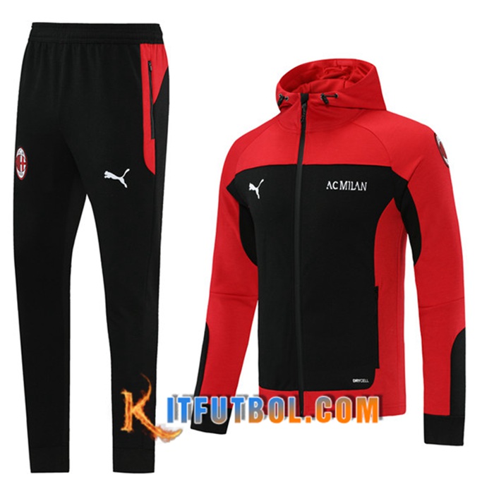 Chaqueta Con Capucha Chandal AC Milan Rojo/Negro 2020/2021
