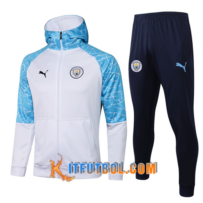 Chaqueta Con Capucha Chandal Manchester City Blanca/Azul 2020/2021