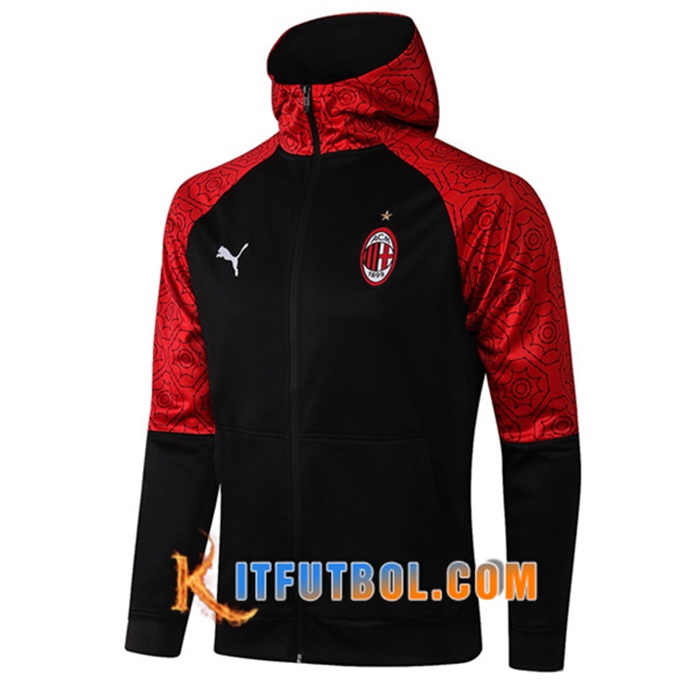 Chaqueta Con Capucha AC Milan Negro/Rojo 2020/2021