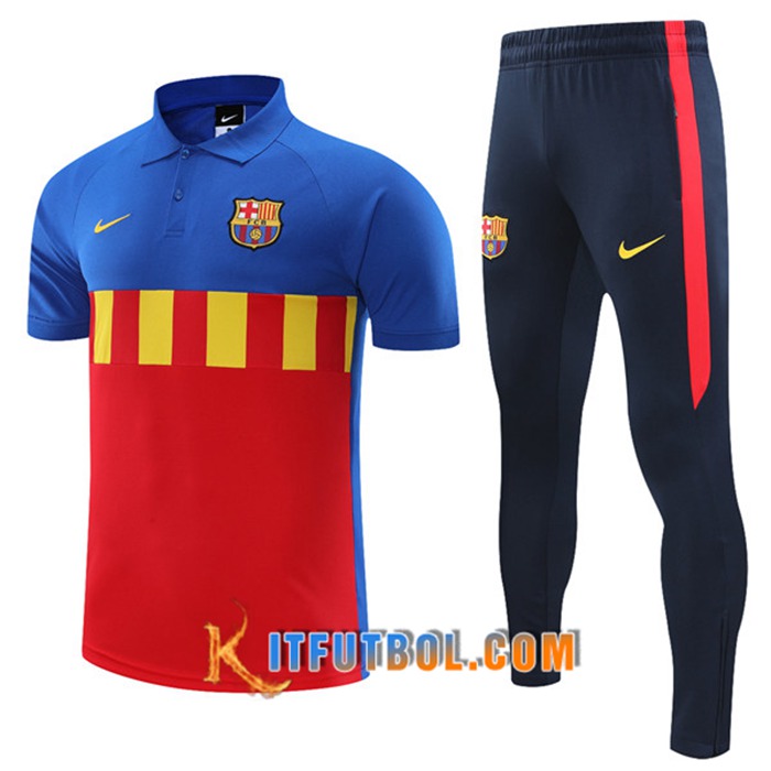 Camiseta Polo FC Barcelona + Pantalones Azul/Rojo 2021/2022