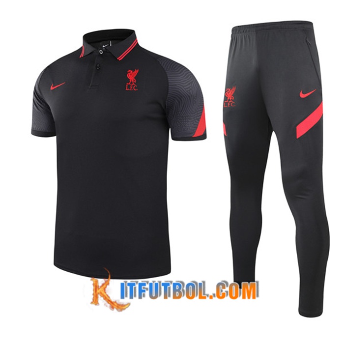 Camiseta Polo FC Liverpool + Pantalones Negro 2021/2022
