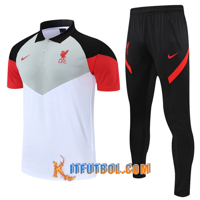 Camiseta Polo FC Liverpool + Pantalones Blanca/Gris 2021/2022