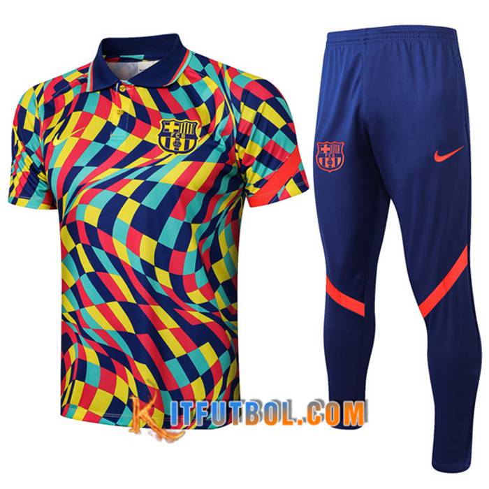 Camiseta Polo FC Barcelona + Pantalones Amarillo/Azul 2021/2022