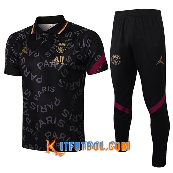 Camiseta Polo Jordan PSG + Pantalones Negro 2021/2022