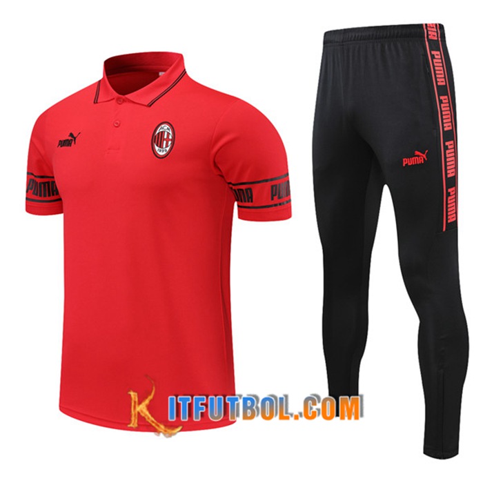 Camiseta Polo AC Milan + Pantalones Rojo 2021/2022