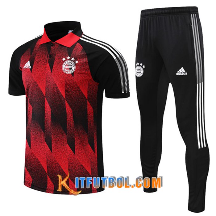 Camiseta Polo Bayern Munich + Pantalones Rojo/Negro 2021/2022