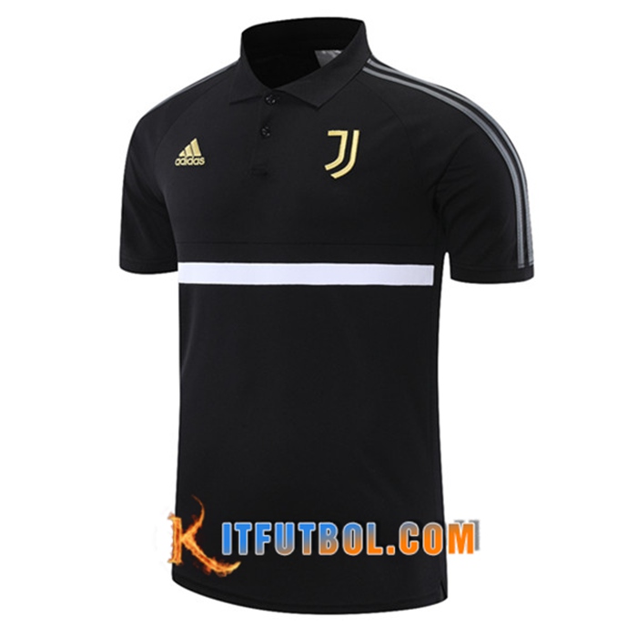 Camiseta Polo Futbol Juventus Negro/Blanca 2021/2022