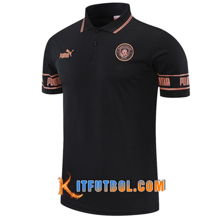 Camiseta Polo Futbol Manchester City Negro 2021/2022