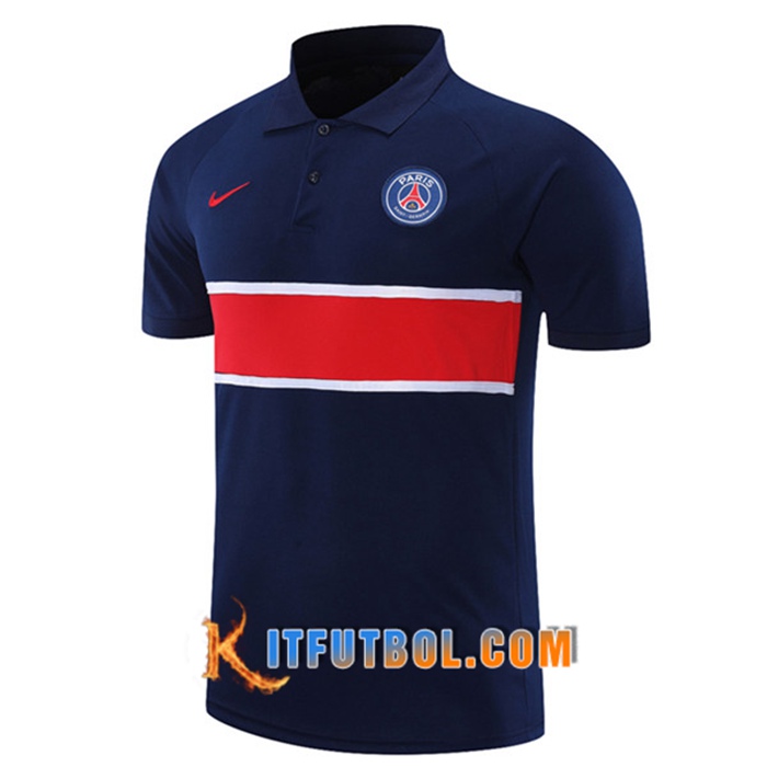 Camiseta Polo Futbol PSG Azul/Rojo 2021/2022