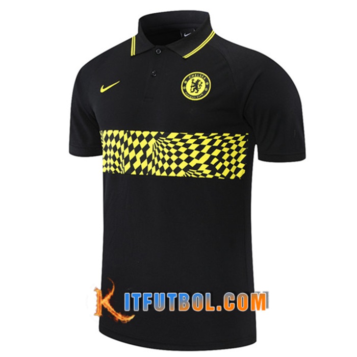 Camiseta Polo Futbol FC Chelsea Negro/Amarillo 2021/2022