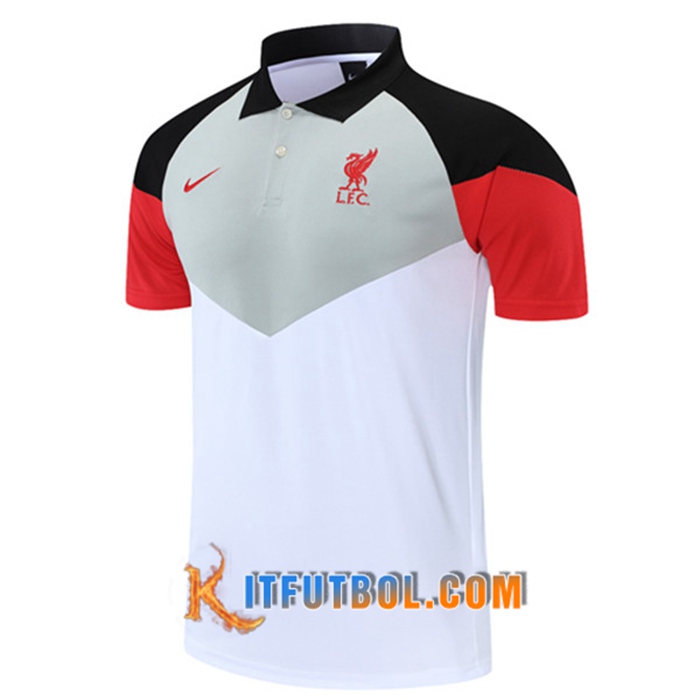 Camiseta Polo Futbol FC Liverpool Blanca/Gris 2021/2022