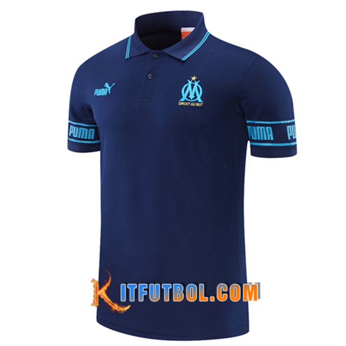 Camiseta Polo Futbol Marsella OM Marin Azul 2021/2022