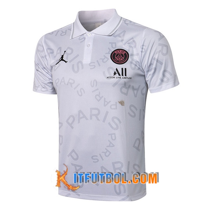 Camiseta Polo Futbol Jordan PSG Blanca 2021/2022