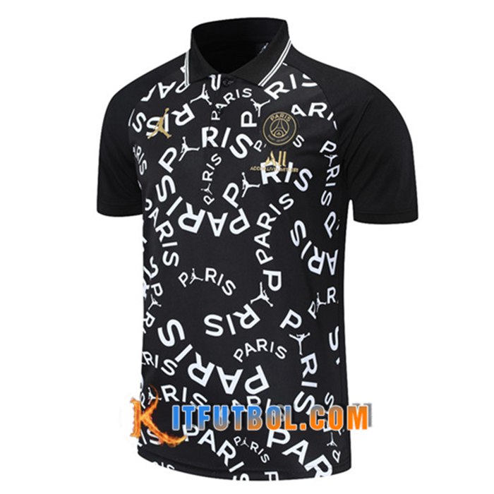 Camiseta Polo Futbol Jordan PSG Negro/Blanca 2021/2022