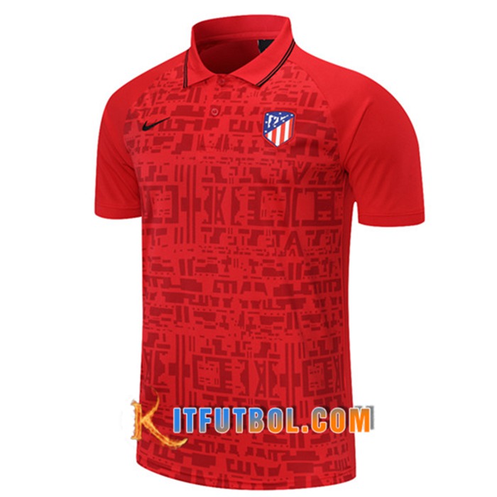 Camiseta Polo Futbol Atletico Madrid Rojo 2021/2022