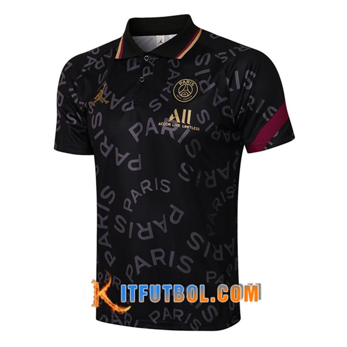 Camiseta Polo Futbol Jordan PSG Negro 2021/2022