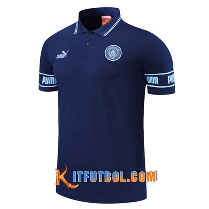 Camiseta Polo Futbol Manchester City Azul 2021/2022