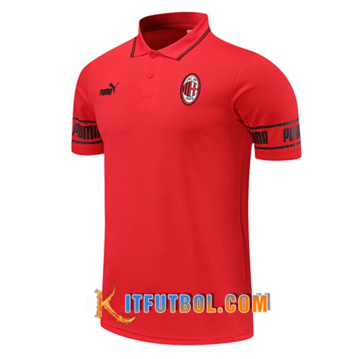 Camiseta Polo Futbol AC Milan Rojo 2021/2022