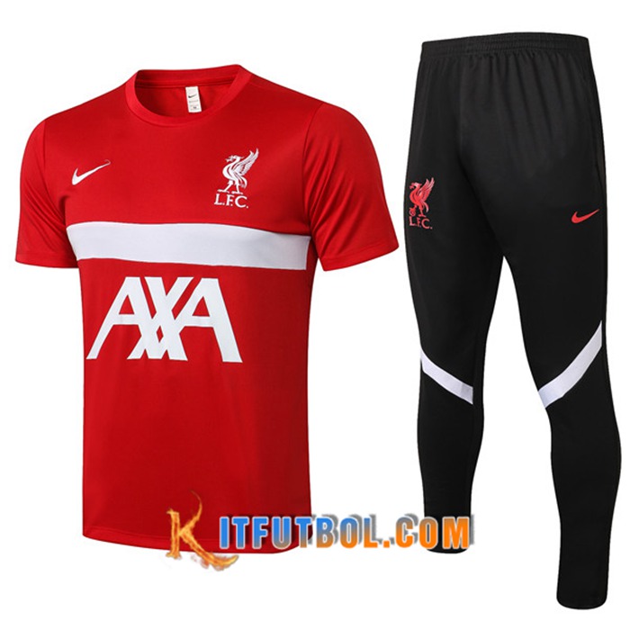 Camiseta Entrenamiento FC Liverpool + Pantalones Rojo/Blanca 2021/2022