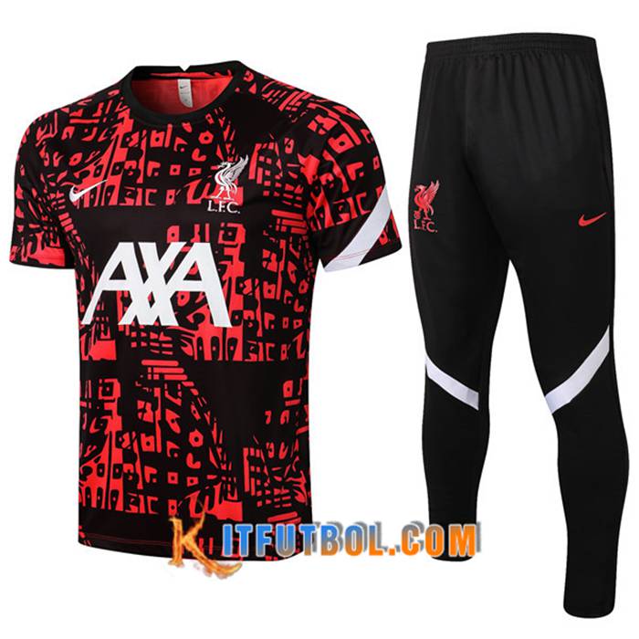 Camiseta Entrenamiento FC Liverpool + Pantalones Rojo/Negro 2021/2022