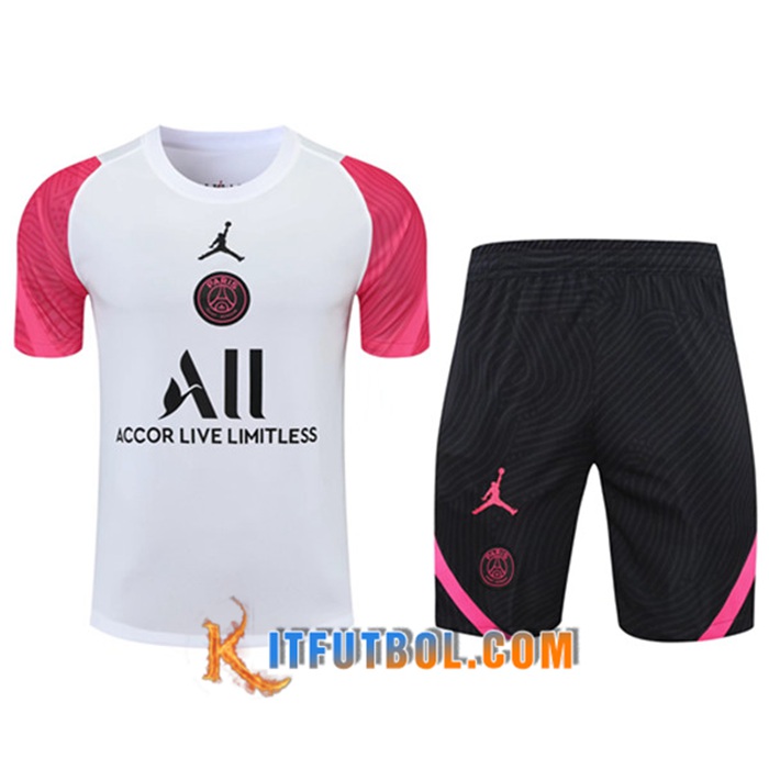 Camiseta Entrenamiento PSG Jordan + Cortos Blanca/Rosa 2021/2022