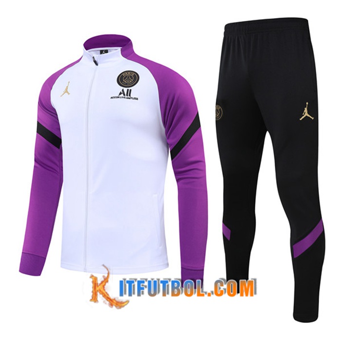 Chandal Equipos De Futbol - Chaqueta Jordan PSG Blanca/Púrpura 2021/2022