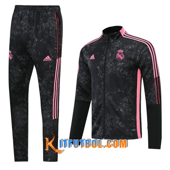 Chandal Equipos De Futbol - Chaqueta Real Madrid Negro/Rosa 2021/2022