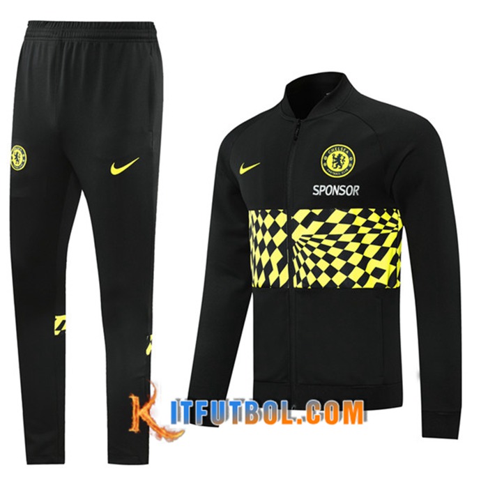 Chandal Equipos De Futbol - Chaqueta FC Chelsea Negro/Amarillo 2021/2022