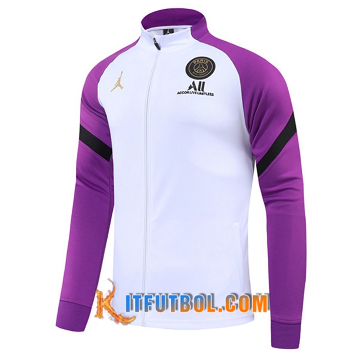 Chaquetas Futbol Jordan PSG Blanca/Púrpura 2021/2022