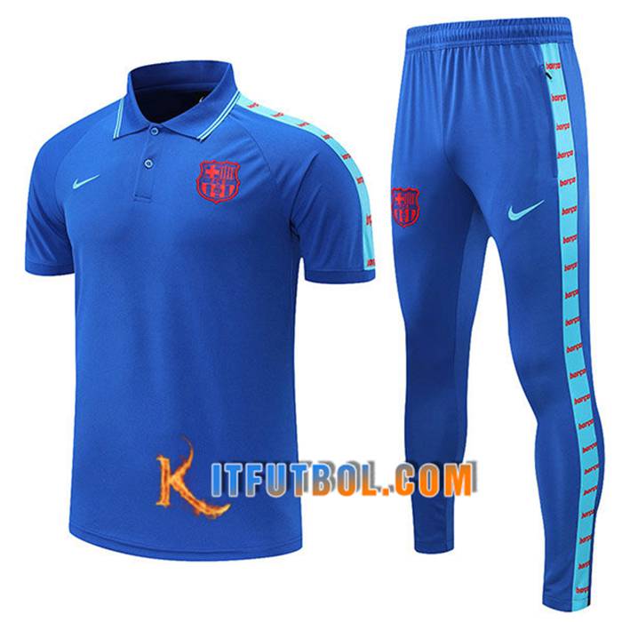 Camiseta Polo FC Barcelona + Pantalones Azul 2021/2022 -01