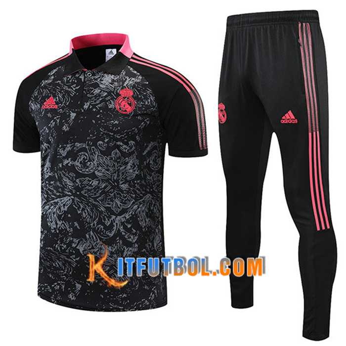 Camiseta Polo Real Madrid + Pantalones Rojo/Negro 2021/2022