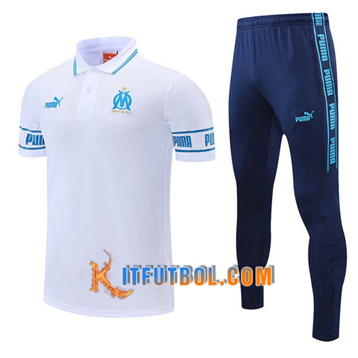 Camiseta Polo Marsella + Pantalones Azul/Blanca 2021/2022