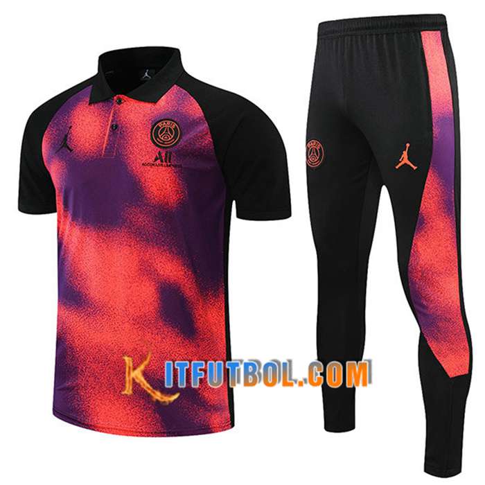 Camiseta Polo Jordan PSG + Pantalones Rojo/Negro 2021/2022