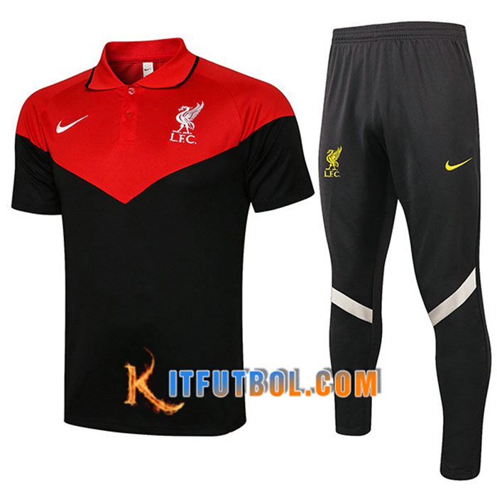 Camiseta Polo FC Liverpool + Pantalones Negro/Rojo 2021/2022