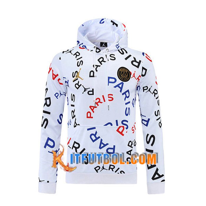 Sudadera De Entrenamiento Capuche Jordan PSG Blanca 2021/2022