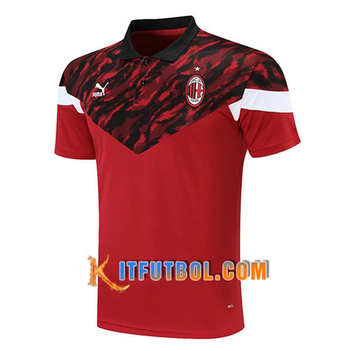 Camiseta Polo Futbol AC Milan Rojo/Negro 2021/2022