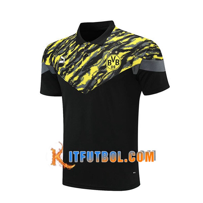 Camiseta Polo Futbol Dortmund BVB Negro/Amarillo 2021/2022