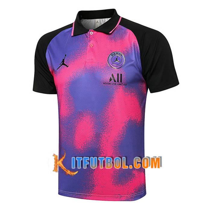 Camiseta Polo Futbol Jordan PSG Rojo/Negro/Púrpura 2021/2022