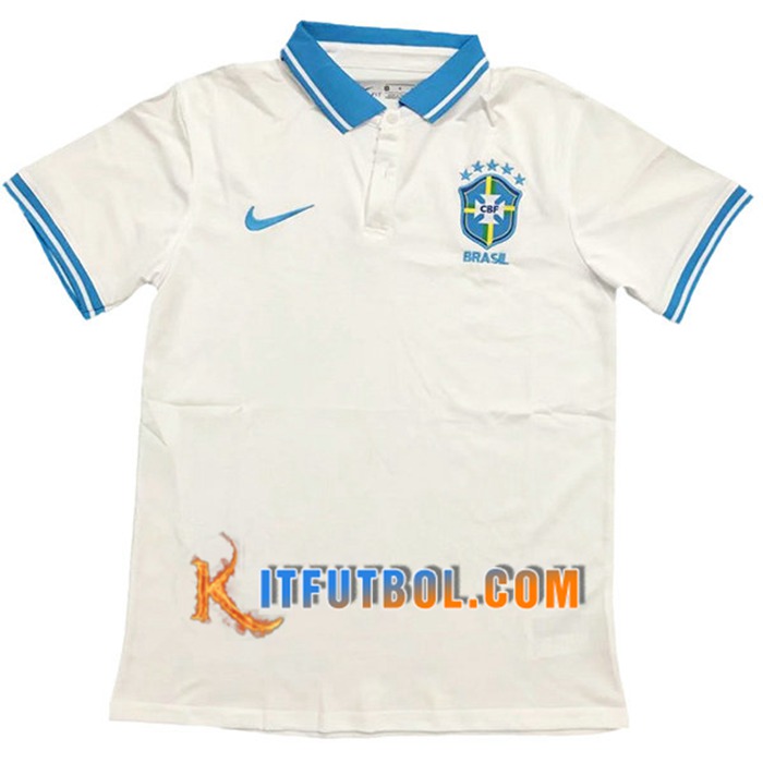 Camiseta Polo Futbol Brasil Blanca 2021/2022