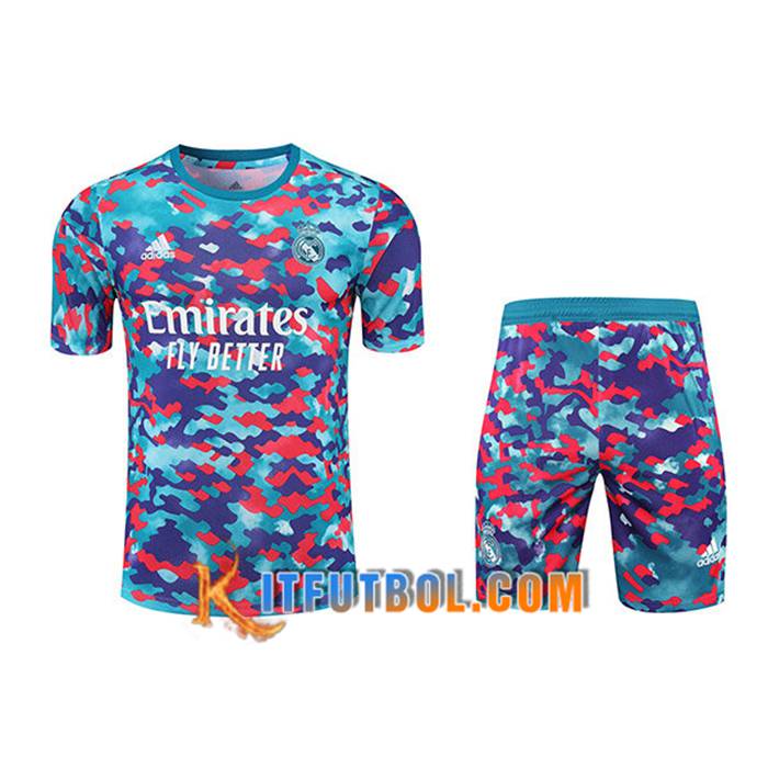 Camiseta Entrenamiento Real Madrid + Cortos Rojo/Azul/Púrpura 2021/2022