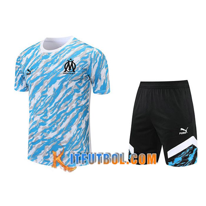 Camiseta Entrenamiento Marsella + Cortos Blanca/Azul 2021/2022