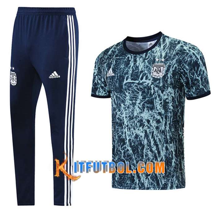 Camiseta Entrenamiento Argentina + Pantalones Negro/Azul 2021/2022