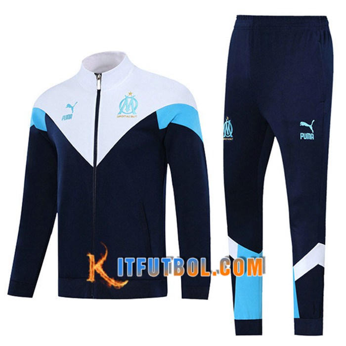 Chandal Equipos De Futbol - Chaqueta Marsella Blanca/Azul Marino 2021/2022
