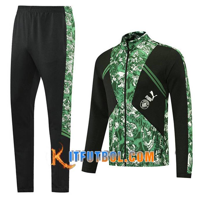 Chandal Equipos De Futbol - Chaqueta Manchester City Negro/Verde 2021/2022