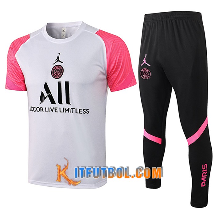 Camiseta Entrenamiento Jordan PSG + Pantalones Blanca/Rosa 2021/2022