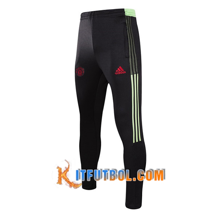 Pantalon Entrenamiento Manchester United Negro/Verde 2021/2022