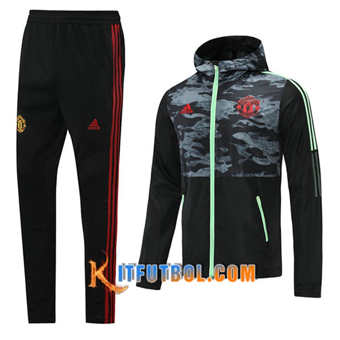 Chaqueta Con Capucha Chandal Manchester United Negro 2021/2022
