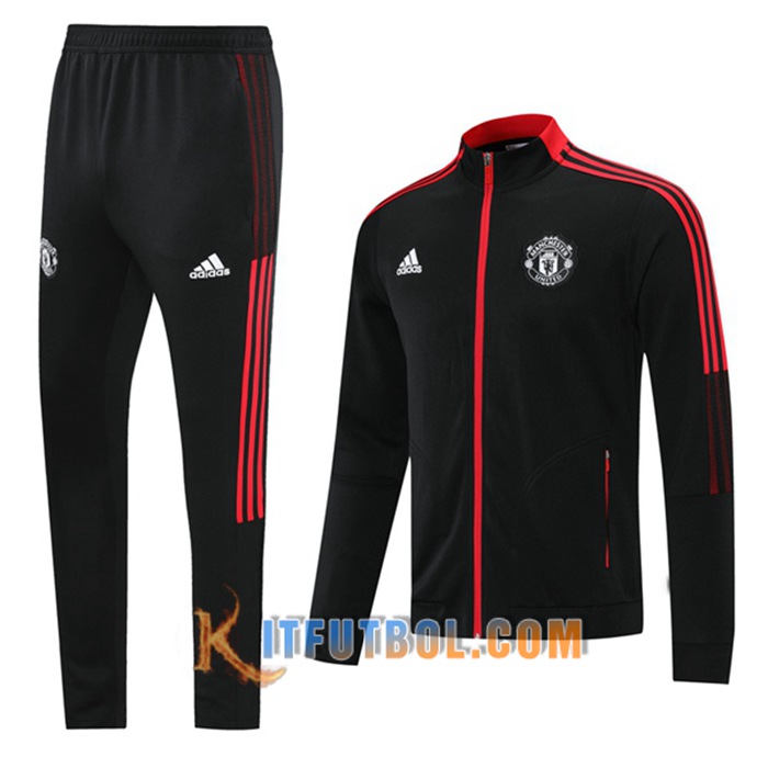 Chaqueta Con Capucha Chandal Manchester United Negro 2021/2022