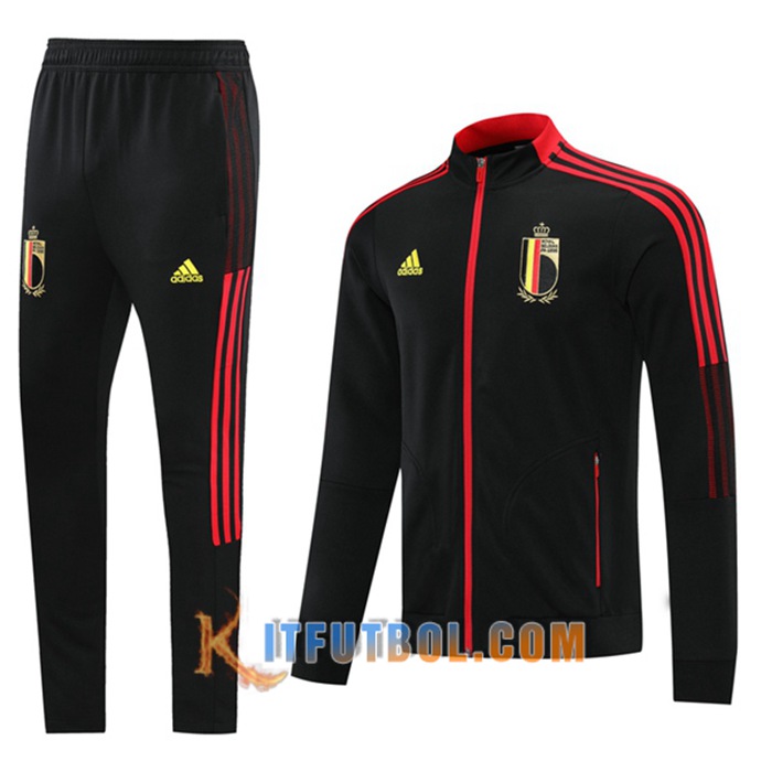 Chaqueta Con Capucha Chandal Bélgica Negro 2021/2022