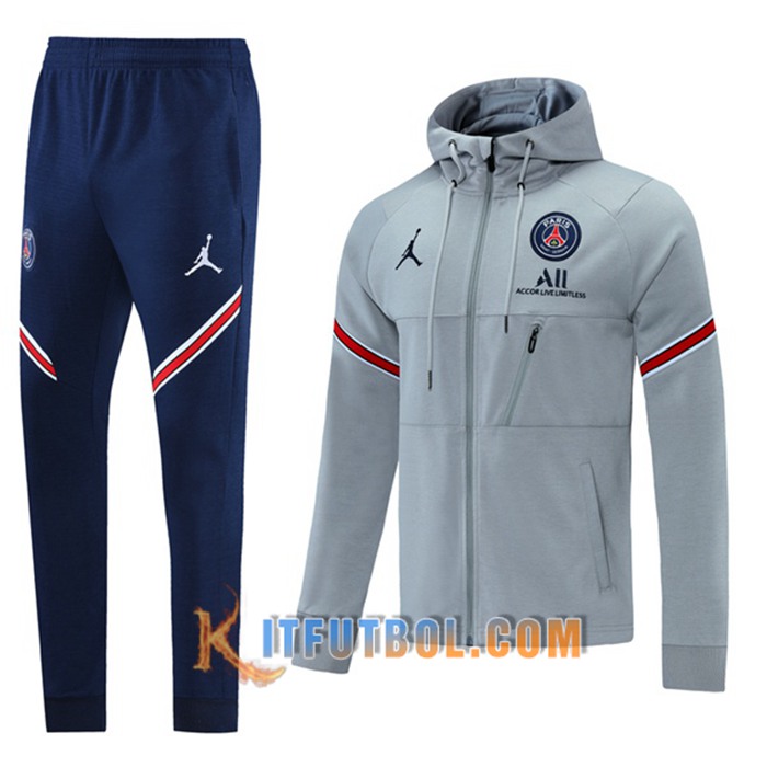 Chaqueta Con Capucha Chandal Jordan PSG Gris 2021/2022